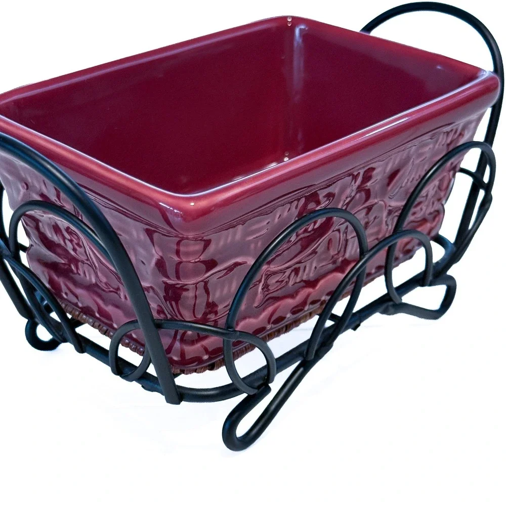 Temp-Tations by Tara Presentable Ovenware Cranberry Red Loaf Pan Wire Tray